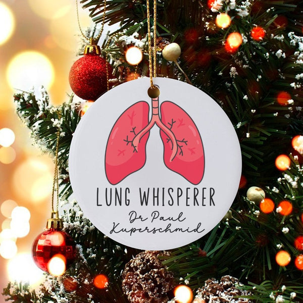 Pulmonologist Doctor Christmas Ornament, Lung Whisperer Ceramic Ornament, Respiratory Medical Ornament, Glossy Keepsake, Hosp