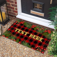 Custom Holiday Welcome Mat, Personalized Christmas Family Name Doormat, Winter Snowflake Front Door Mat, Xmas Entry Rug, Festive Present