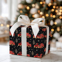 Holiday Firefighter Gift Wrap, Christmas Fire Truck Wrapping Paper, Red Fire Engine Present Paper, Fire Department Holiday Gift Wrap Roll