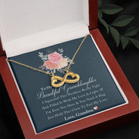 14k White Gold Finish Heart Necklace, Infinity Heart Necklace for Granddaughter, Message Card Jewelry, Birthday Christmas Present from Grandma