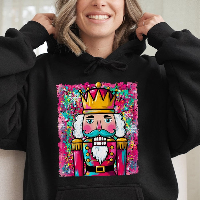 Preppy Artistic Nutcracker Sweatshirt, Colorful Nutcracker Hoodie, Festive Christmas Ballet Pullover, Retro Holiday Nutcracker Hoodie