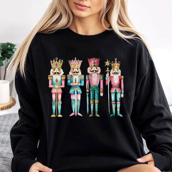 Watercolor Holiday Nutcracker Crewneck, Nutcracker Christmas Sweatshirt, Pastel Christmas Soldier Sweater, Festive Winter Swe
