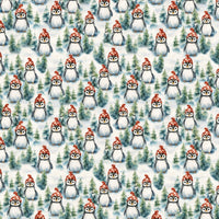 Festive Christmas Bird Gift Wrap, Winter Waddle Penguin Wrapping Paper, Adorable Winter Animal Wrapping Paper, Pine Tree Holiday Gift Wrap Roll