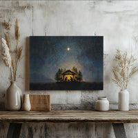 Starry Night Holy Family Canvas, Nativity Scene Canvas Wall Art, Christian Christmas Wall Decor, Holy Night Canvas Print, Faith Holiday Present