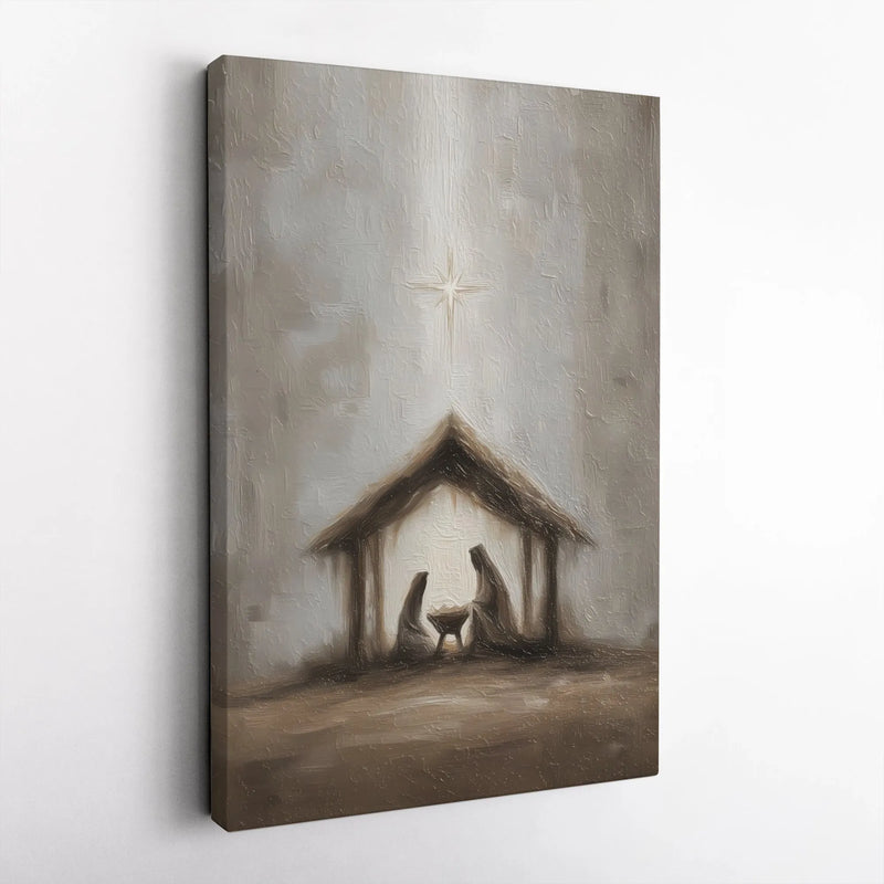 Minimalist Holy Family Christmas Print, Nativity Scene Canvas Wall Art, Religious Christian Holiday Decor, Digital Download Printable Present