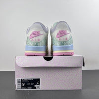 Retro Low Top Sneakers, White Green Pink Colorway, Lace Up Design, Casual Gift for Sneaker Fans