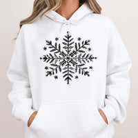 Pine Tree Winter Holiday Sweatshirt, Snowflake Christmas Hoodie, Comfy Forest Xmas Pullover, Seasonal Christmas Aesthetic Present