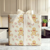 Watercolor Candy Christmas Wrapping Paper, Gingerbread Man Wrapping Paper, Peppermint Sweet Holiday Gift Wrap, Festive Xmas Paper Roll