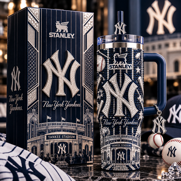 NYY Pinstripe Brilliance - Crystal-Set Navy Tumbler - main