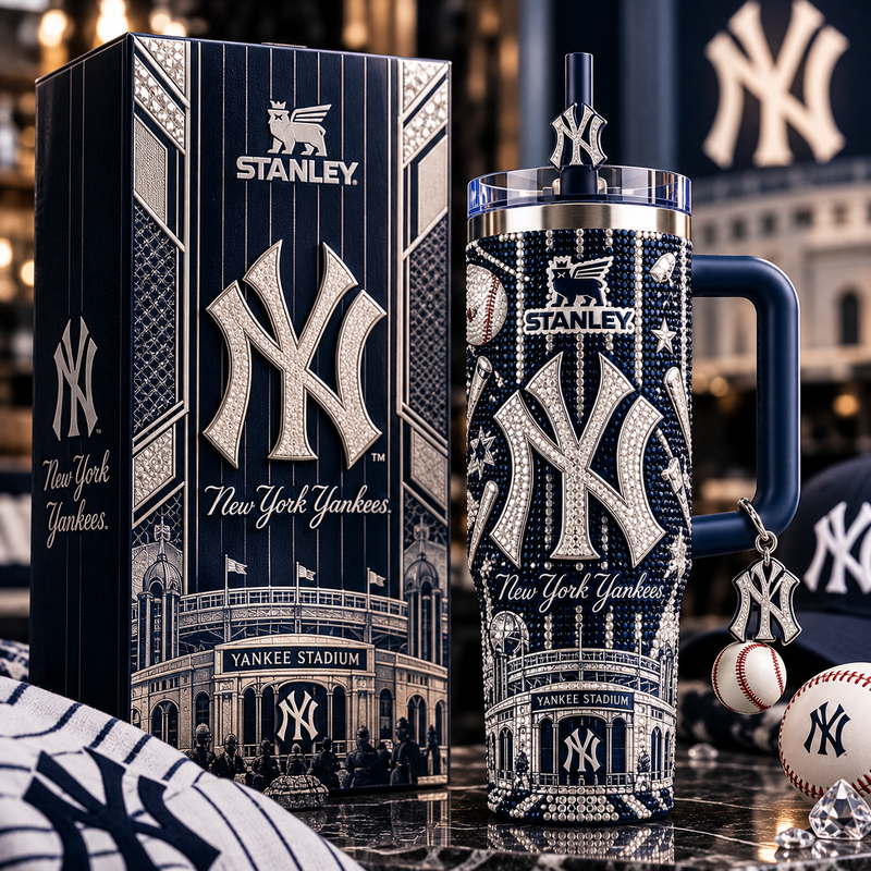 NYY Pinstripe Brilliance - Crystal-Set Navy Tumbler