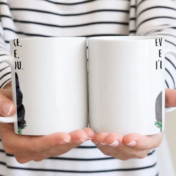 Festive Candy Cane Christmas Mug, Evergreen Pine Branch Coffee Mug, Winter Holiday Ceramic Cup, Comfy Christmas Present for C