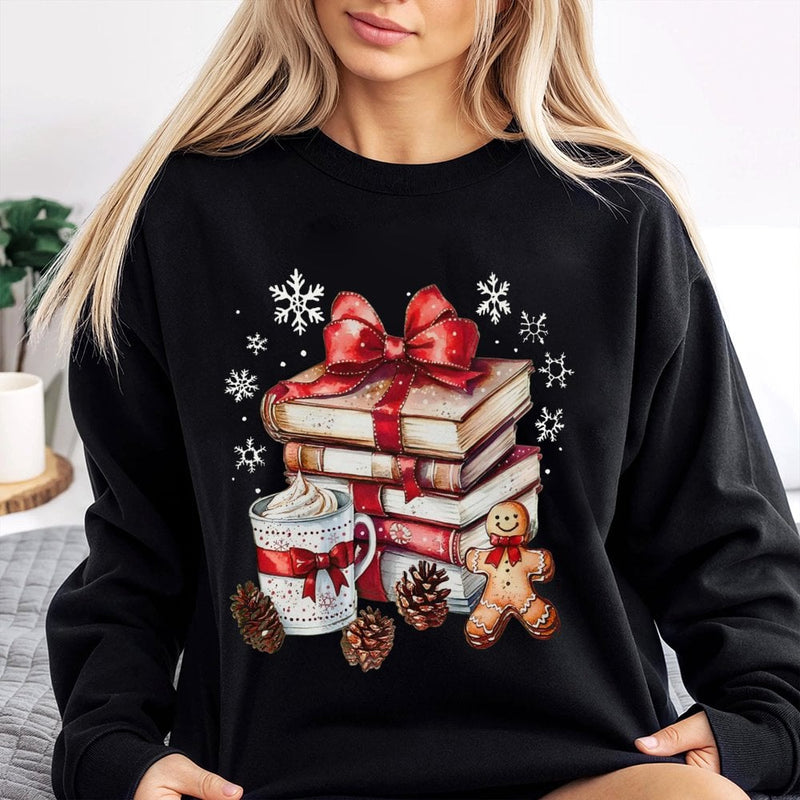 Comfy Holiday Reading Sweatshirt, Christmas Books Sweatshirt, Book Lover Xmas Sweatshirt, Bookish Reader Winter Crewneck Pullover Present