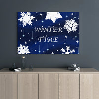 Snowflake and Stars Canvas Print, Winter Time Canvas Wall Art, Holiday Seasonal Canvas, Comfy Winter Living Room Decor, Christmas Season Present