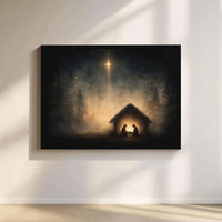 Bethlehem Star Manger Poster, Nativity Scene Wall Art, Christmas Silhouette Print Digital Download, Religious Christian Decor