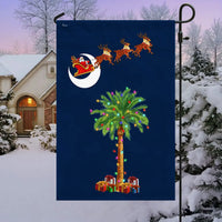 Santa Sleigh Palmetto Tree Yard Flag, South Carolina Christmas Garden Flag, Double-Sided Holiday Lawn Flag, SC Festive Porch Banner