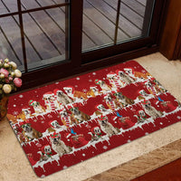Snowflake Tree Holiday Welcome Mat, English Bulldog Christmas Doormat, Winter Dog Door Mat, Porch Entry Rug, Bulldog Lover Xmas Present