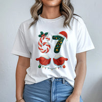 Gen Alpha Meme Holiday T-Shirt, 67 Candy Cane Christmas Shirt, Humorous 67 Number Graphic Tee, Teen Christmas Joke Shirt, Holiday Apparel Present