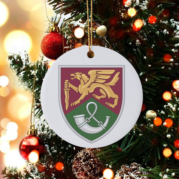 Griffin Crest Ceramic Ornament, 18th Military Police Brigade Ornament, US Army Veteran Keepsake, Military Retirement Christma