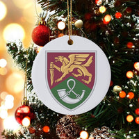 Griffin Crest Ceramic Ornament, 18th Military Police Brigade Ornament, US Army Veteran Keepsake, Military Retirement Christmas Tree Present
