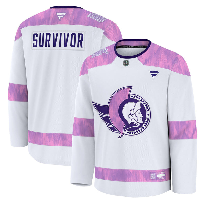 Ottawa Senators White Hockey Fights Cancer Survivor Practice Jersey