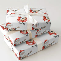 Music Lover Santa Gift Wrap, Guitar Santa Wrapping Paper, Watercolor Guitar Christmas Wrapping Paper, Festive Holiday Wrapping Paper Roll