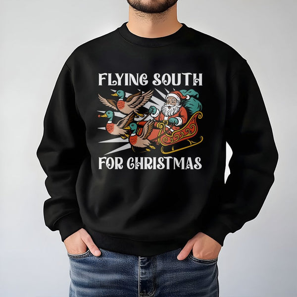 Duck Hunting Holiday Sweater, Flying South for Christmas Sweatshirt, Humorous Duck Hunter Crewneck, Retro Hunting Sweatshirt,