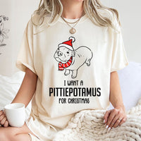 Humorous Pitbull Holiday T-Shirt, Pittiepotamus Christmas Shirt, Adorable Dog Lover Graphic Tee, Pitbull Mom Dad Xmas Shirt, Winter Holiday Present