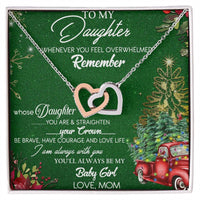 Mom to Daughter CZ Heart Pendant, To My Daughter Interlocking Hearts Necklace, Polished Surgical Steel Jewelry, Christmas Present