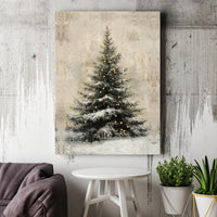 Snowy Pine Tree Canvas Print, Rustic Christmas Tree Canvas Wall Art, Winter Holiday Canvas Art, Festive Farmhouse Decor Christmas Present