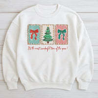Christmas Tree Bow Sweatshirt, Most Wonderful Time of the Year Sweatshirt, Retro Holiday Crewneck Sweater, Womens Holiday Sweatshirt Present