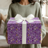 Luxury Ornament Holiday Wrapping Paper, Purple and Gold Christmas Wrapping Paper, Elegant Bauble Wrapping Paper, Festive Winter Gift Wrap