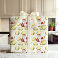 Sports Softball Christmas Gift Wrap, Softball Santa Wrapping Paper, Yellow Softball Holiday Wrapping Paper, Softball Player Xmas Gift Wrap