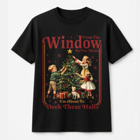 Humorous Retro Holiday Graphic Tee, Deck the Halls Christmas T-Shirt, Festive Xmas Party Shirt, Adorable Christmas Shirt, Holiday Present for Women