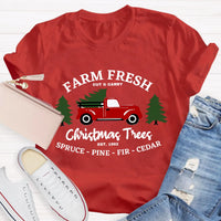 Vintage Botanical Holiday Graphic Tee, Farm Fresh Christmas Tree Teacher T-Shirt, Winter Christmas Shirt, Teacher Present