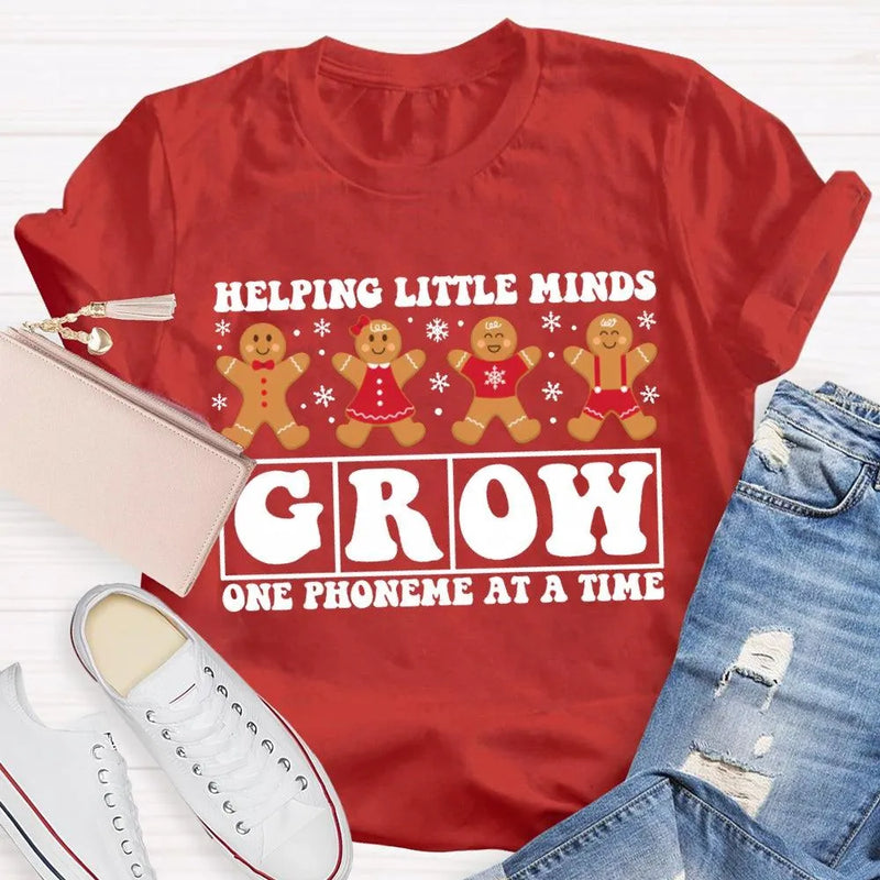 SLP Holiday T-Shirt, Speech Pathologist Christmas Shirt, Helping Little Minds Grow One Phoneme at a Time Tee, Speech Therapy Christmas Tee