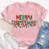Festive School Holiday Shirt, Merry Christmas Lights Teacher T-Shirt, Adorable Christmas Teacher Graphic Tee, Xmas Educator Present for Teacher