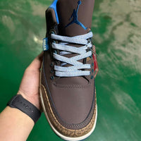 Mid Top Sneakers, Brown Blue Colorway, Lace Up Design, Casual Gift for Sneaker Fans