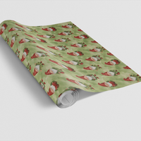 Festive Green Holiday Gift Wrap, Christmas Gnomes Wrapping Paper, Winter Gnome Present Wrapping Paper
