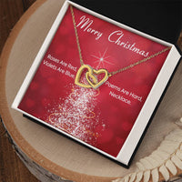 CZ Crystal Heart Pendant, Interlocking Hearts Necklace, Surgical Steel Love Necklace, Romantic Christmas Present for Her, Wife Girlfriend Present