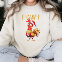 F-CAW-F Rooster Santa Crewneck, Humorous Christmas Chicken Sweatshirt, Sarcastic Farm Animal Xmas Pullover, Farmer Poultry Lover Sweater