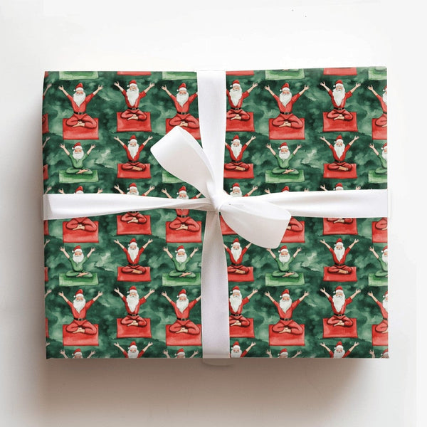 Humorous Meditating Santa Gift Wrap, Yoga Santa Claus Wrapping Paper, Zen Christmas Wrapping Paper, Adorable Holiday Gift Wra