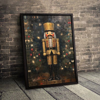 Gold Impressionist Christmas Soldier, Nutcracker Canvas Wall Art, Holiday Seasonal Wall Decor, Xmas Nutcracker Print, Digital Download