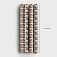 Retro Christmas Wrapping Paper, Vintage Santa Postage Stamp Wrapping Paper, Nostalgic Holiday Gift Wrapping Paper, Classic Xmas Gift Wrap