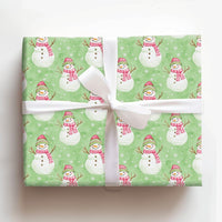 Watercolor Snowmen Gift Wrap, Snowman Christmas Wrapping Paper, Pink Plaid Holiday Wrapping Paper, Adorable Winter Xmas Gift Wrapping Paper