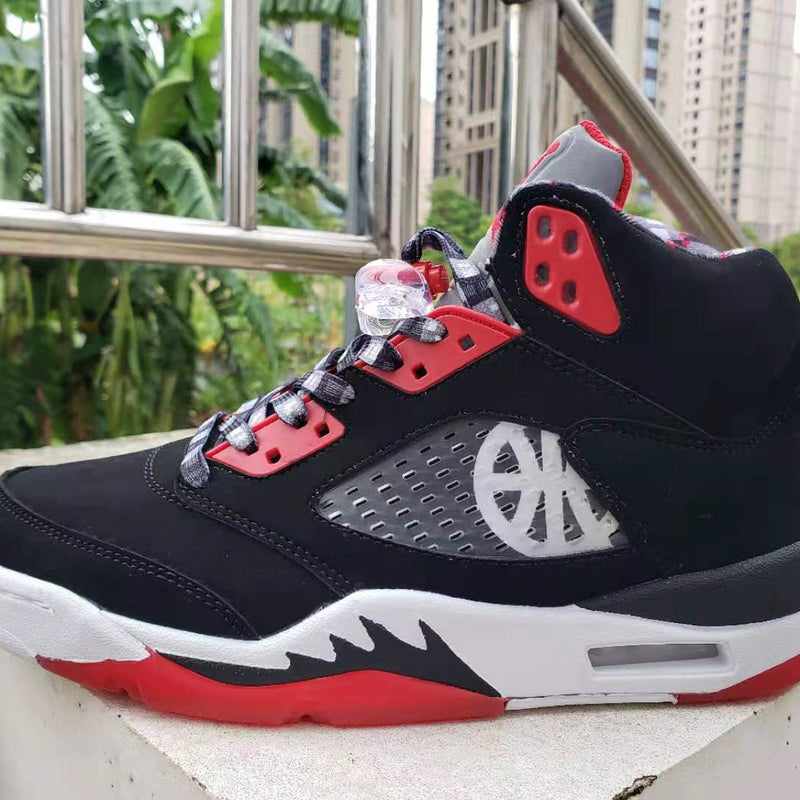 Sneakers, Black Red Colorway, Lace Up Design, Casual Gift for Sneaker Fans