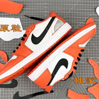 Low Top Sneakers, White Orange Colorway, Lace Up Design, Casual Gift for Sneaker Fans