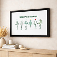 Custom Holiday Wall Art Decor, Personalized Family Name Christmas Tree Canvas, Winter Pine Tree Canvas Print, Xmas Present for Family