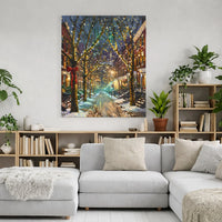 Winter Cityscape Canvas Wall Art, Christmas Street Canvas Print, Festive Night Canvas Art, Comfy Holiday Wall Decor, Christmas Home Present