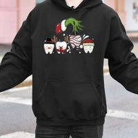 Humorous Dental Tooth Holiday Hooded Sweatshirt, Dentist Christmas Hoodie, Hygienist Christmas Sweater, Dental Clinic Holiday Present