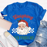 Humorous Math Teacher Holiday Graphic Tee, Sleighing Math Problems Christmas Shirt, Festive STEM Christmas T-Shirt, Winter Math Lover Present